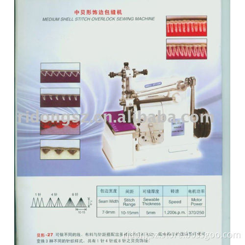 Sample stitch of shell stitch overlock machine